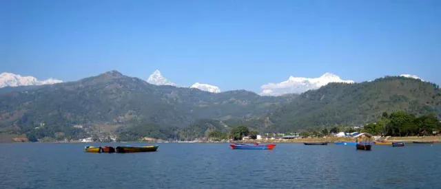 View from the Boat over the Fewa Lake in Pokhara