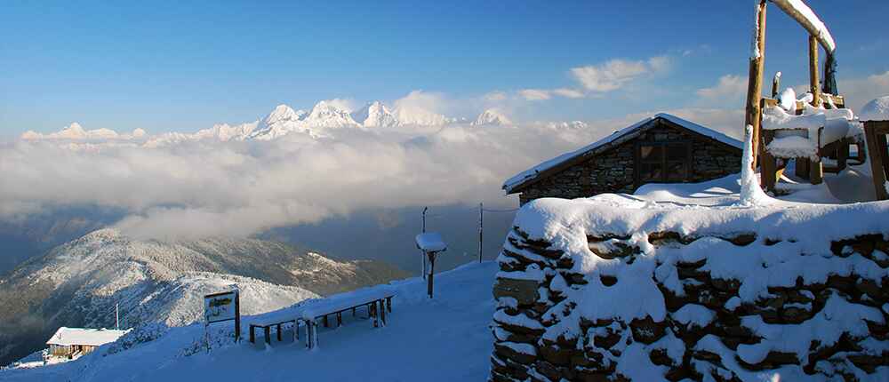 View from Gosainkunda lake during winter