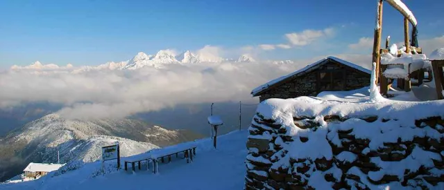View from Gosainkunda lake during winter